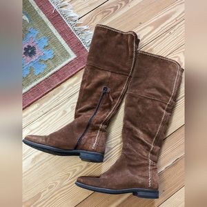 Free people suede knee Flat boots Braided Detail Sz40
